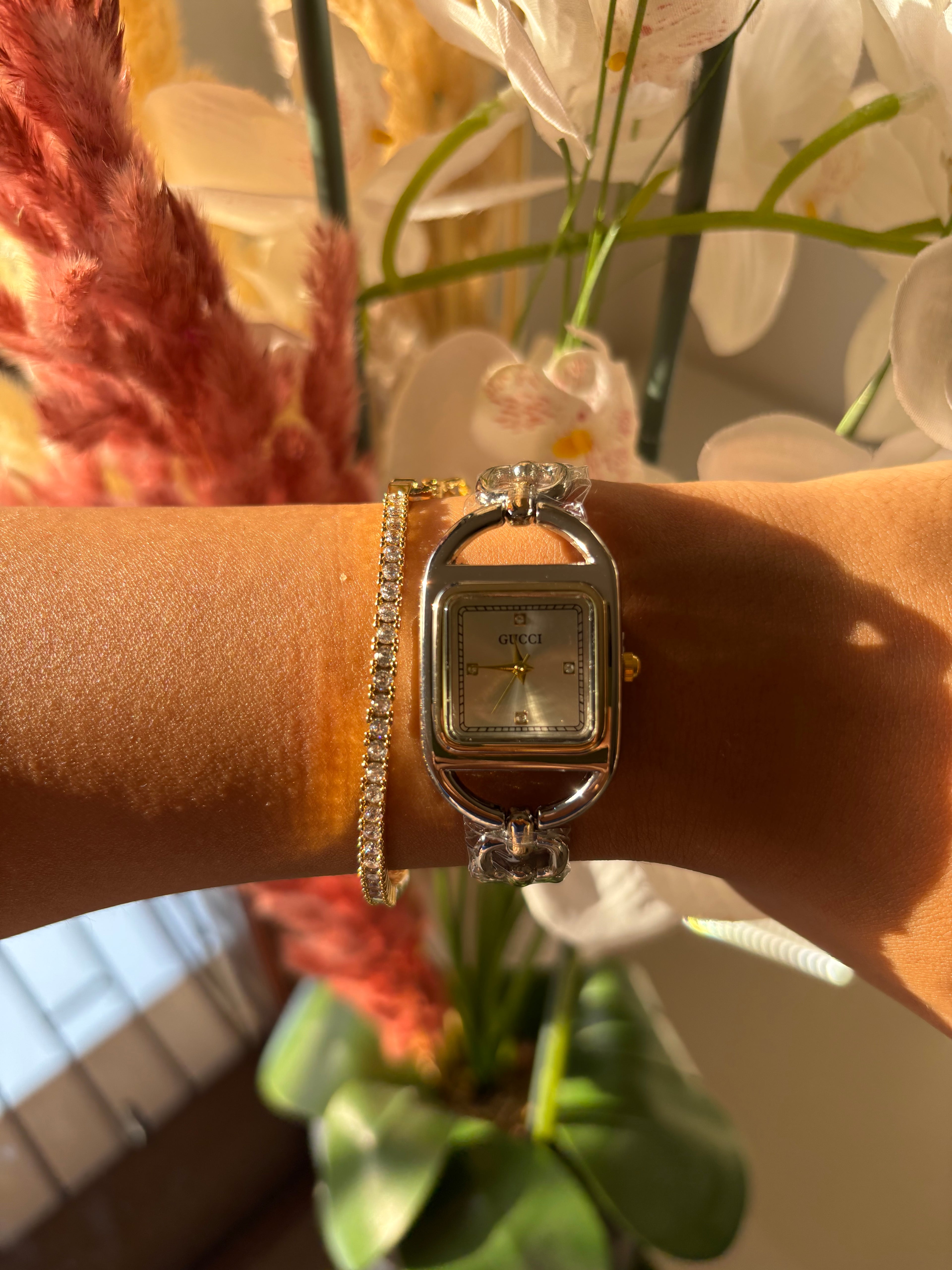 Montre Gucci chaîne argentée